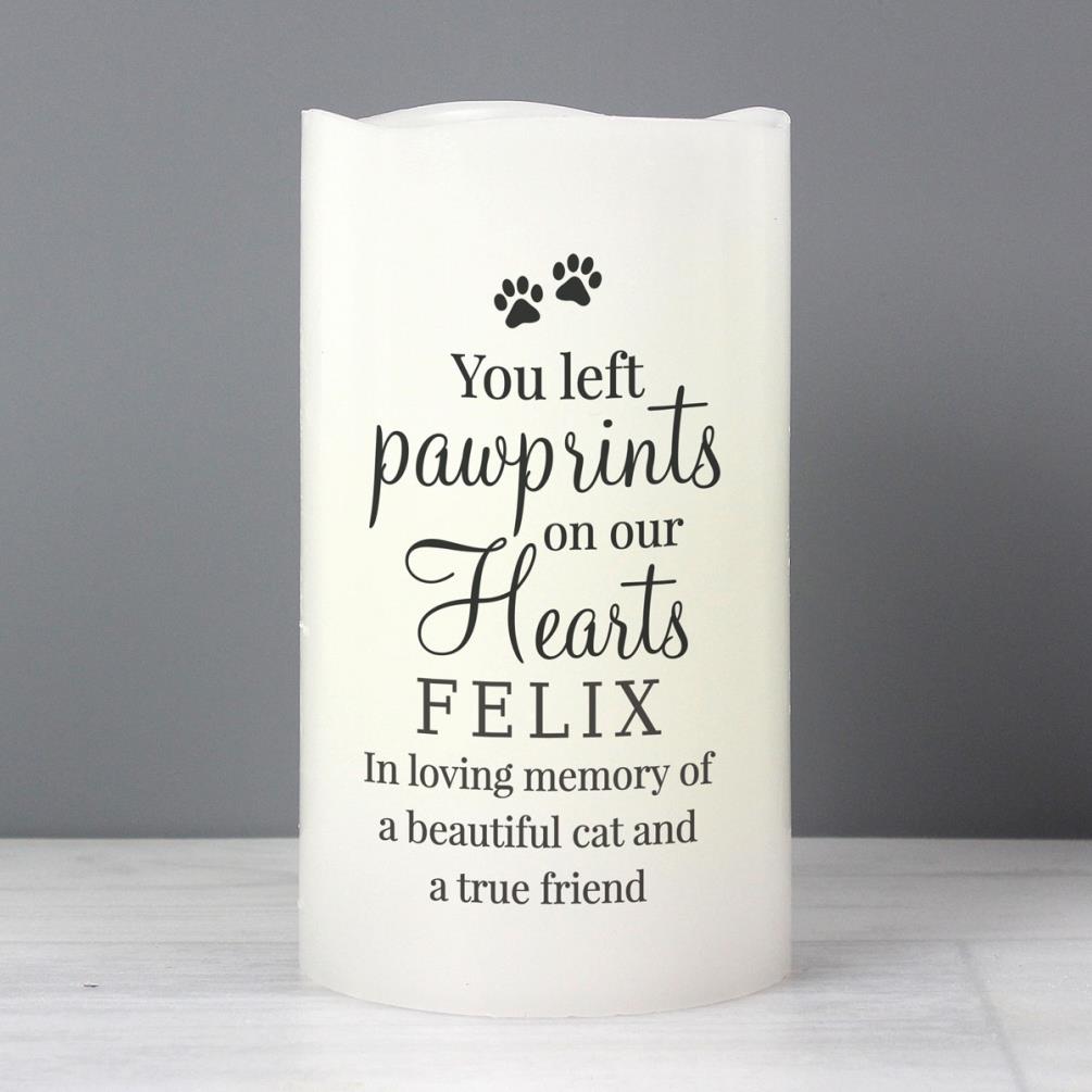 Personalised Pawprints On Our Hearts LED Candle Extra Image 1
